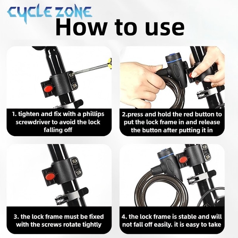 Bike Steel Cable Lock with Mou - Mountain Biking Zone 2 review and price