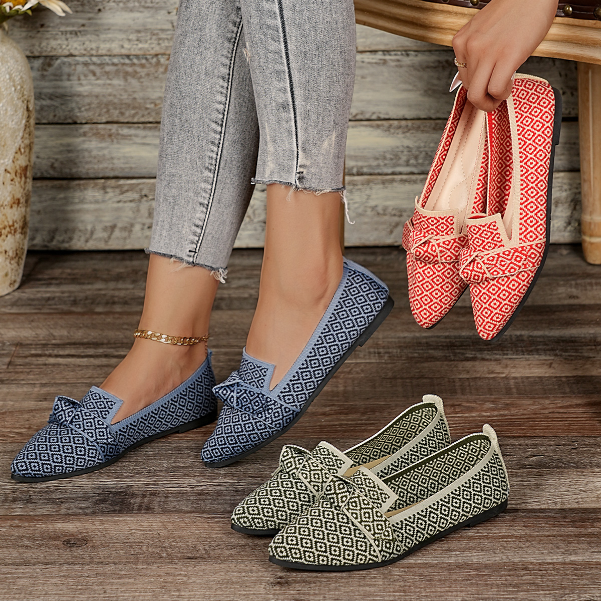 Fashion Print Knitted Flat Sho - Pedal Platform Flat review and price
