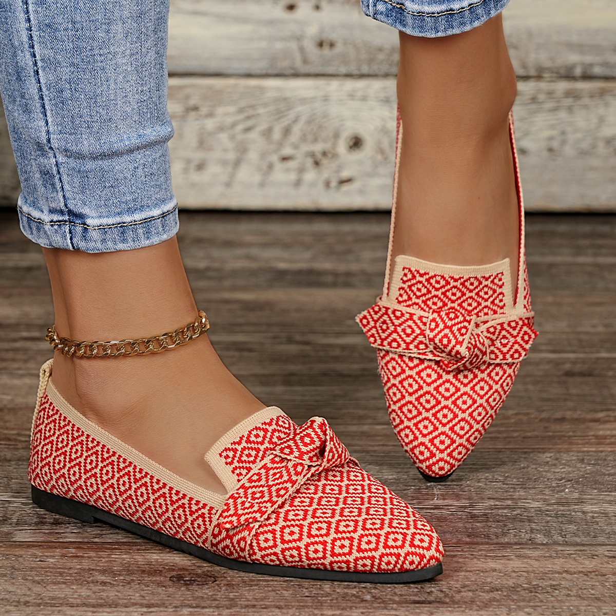 Fashion Print Knitted Flat Sho - Pedal Platform Flat review and price